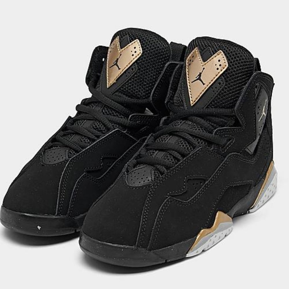 Air Jordan True Flight Black Grey Gold PS Size 2.5
